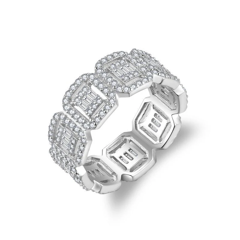 IE0571 BAGUETTE MOISSANITE ETERNITY BAND RING IN STERLING SILVER - Image 2