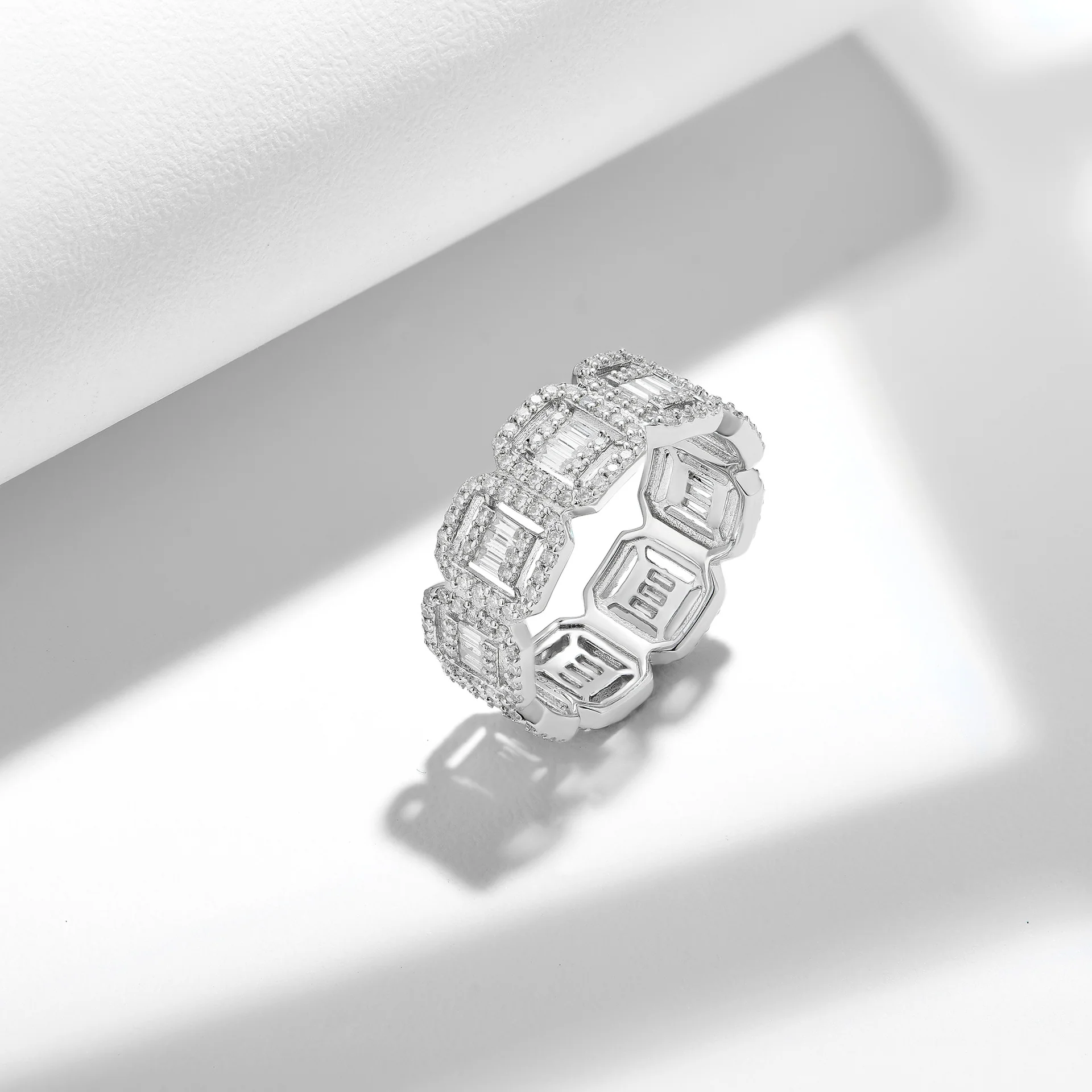 IE0571 BAGUETTE MOISSANITE ETERNITY BAND RING IN STERLING SILVER - Image 5