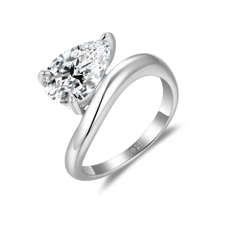 IE0892 3CT PEAR CUT MOISSANITE ENGAGEMENT RING IN STERLING SILVER - Image 3
