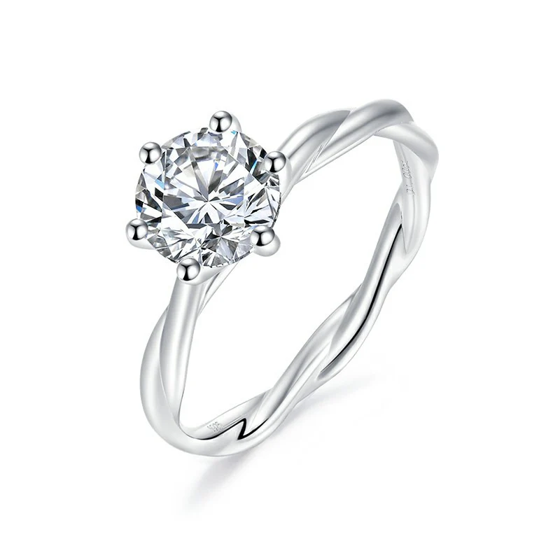 IE1017 1CT ROUND CUT TWISTED SHANK MOISSANITE RING IN STERLING SILVER - Image 2