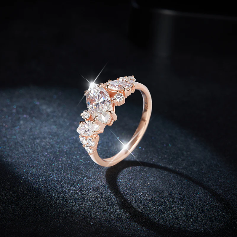 IE1058 MARQUISE CUT MOISSANITE ENGAGEMENT RING IN STERLING SILVER - Image 5