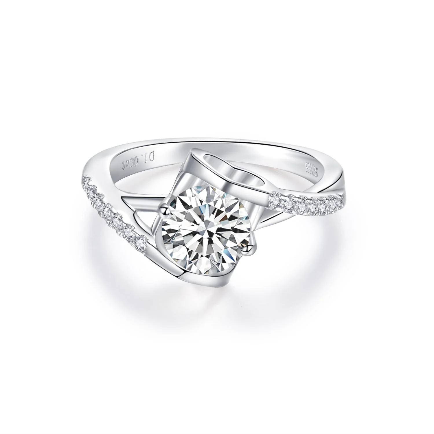 IE223 6.5MM ROUND CUT MOISSANITE DIAMOND RING IN STERLING SILVER - Image 2