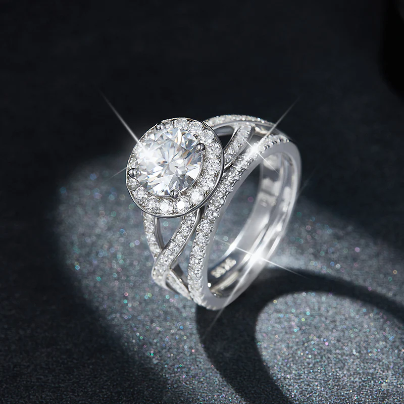 IE223 ROUND INFINITY MOISSANITE DIAMOND RING IN STERLING SILVER - Image 4