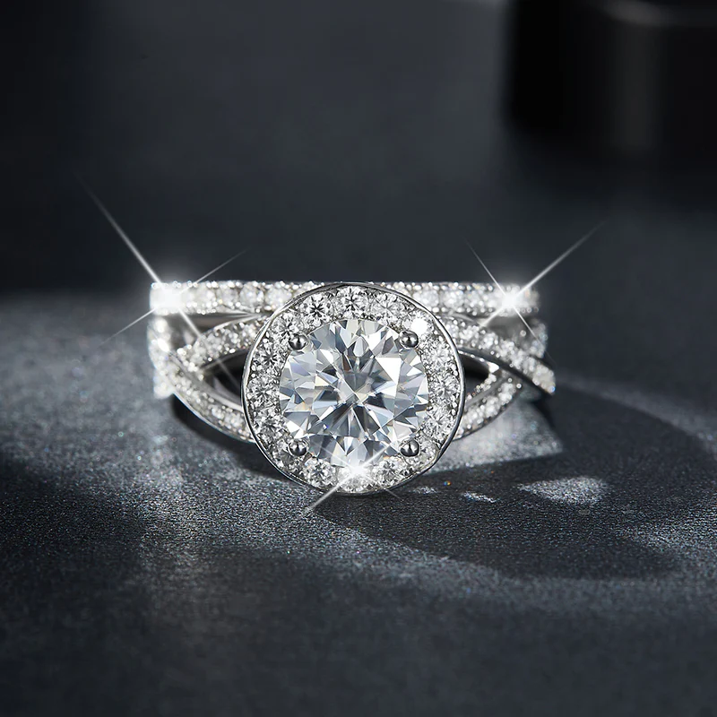 IE223 ROUND INFINITY MOISSANITE DIAMOND RING IN STERLING SILVER - Image 6