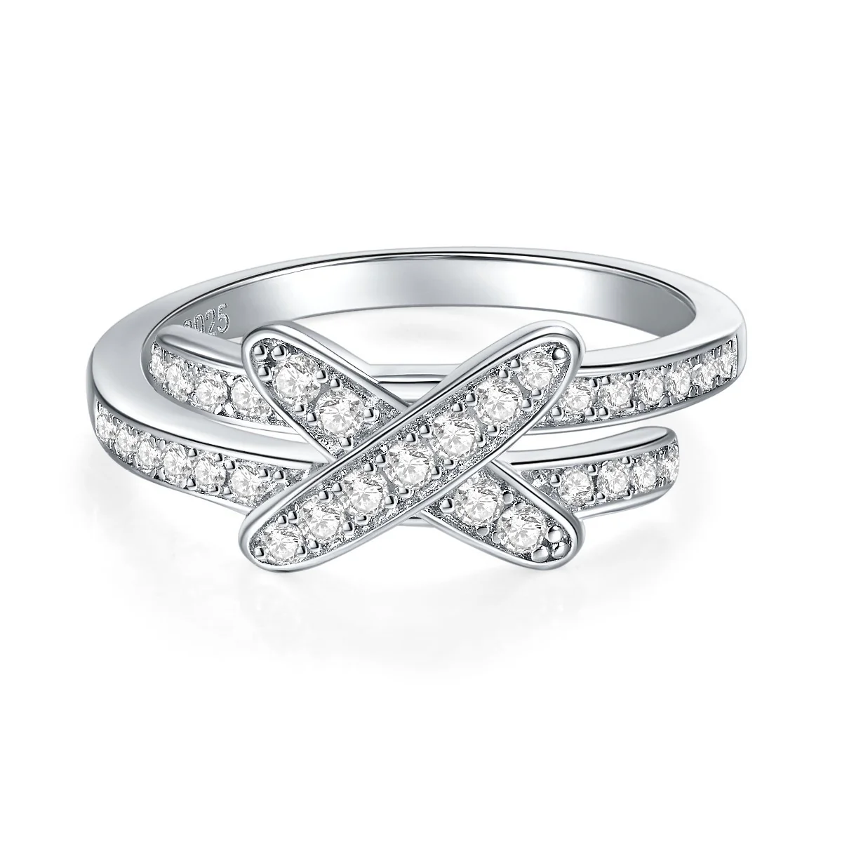 IE3004 KNOT MOISSANITE ENGANGEMENT RING IN STERLING SILVER - Image 2
