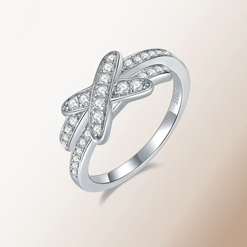 IE3004 KNOT MOISSANITE ENGANGEMENT RING IN STERLING SILVER - Image 3