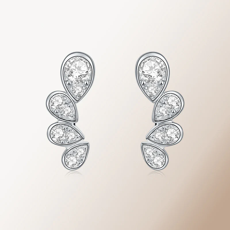 IE4025 WATER DROP MOISSANITE WING EARRINGS IN STERLING SILVER - Image 2