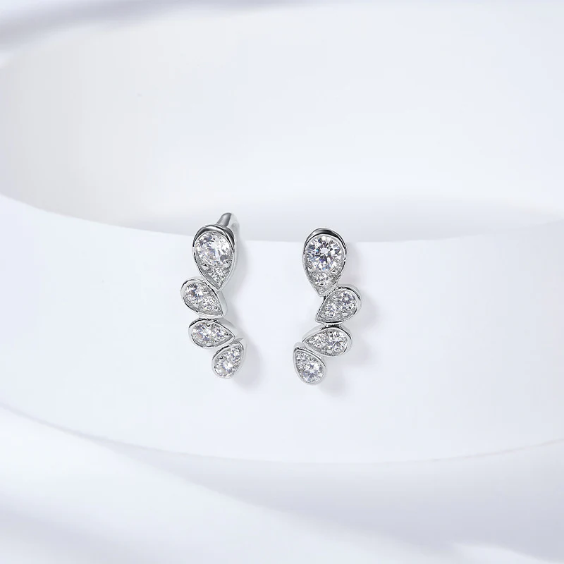 IE4025 WATER DROP MOISSANITE WING EARRINGS IN STERLING SILVER - Image 3