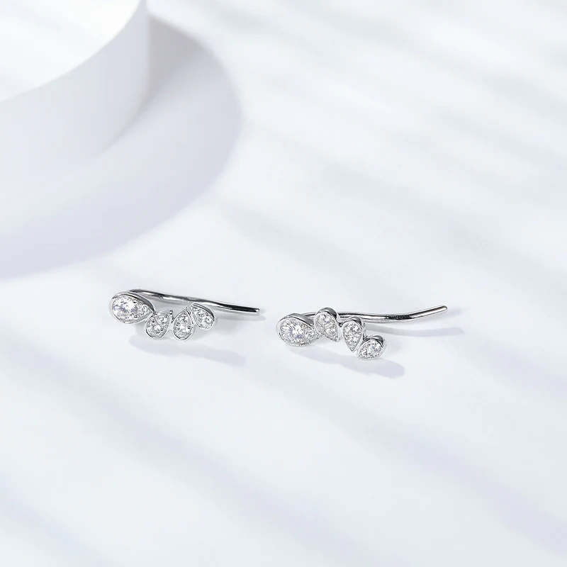 IE4025 WATER DROP MOISSANITE WING EARRINGS IN STERLING SILVER - Image 4