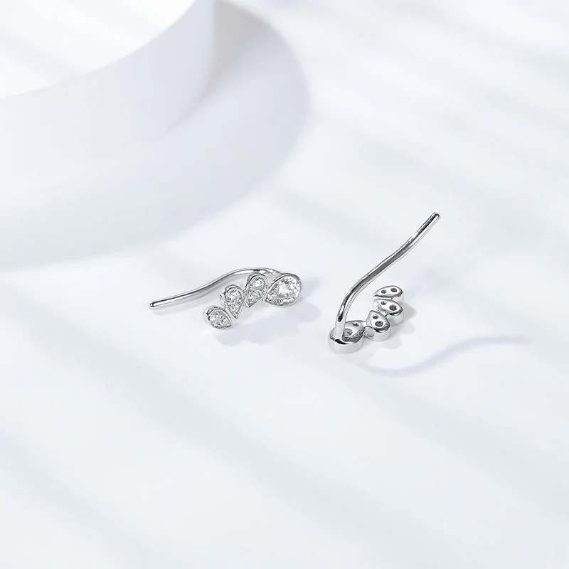 IE4025 WATER DROP MOISSANITE WING EARRINGS IN STERLING SILVER - Image 5
