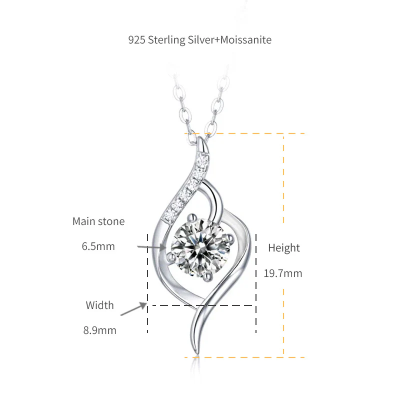 IE5011 FIRST SIGHT MOISSANITE PENDANT NECKLACE IN STERLING SILVER - Image 6