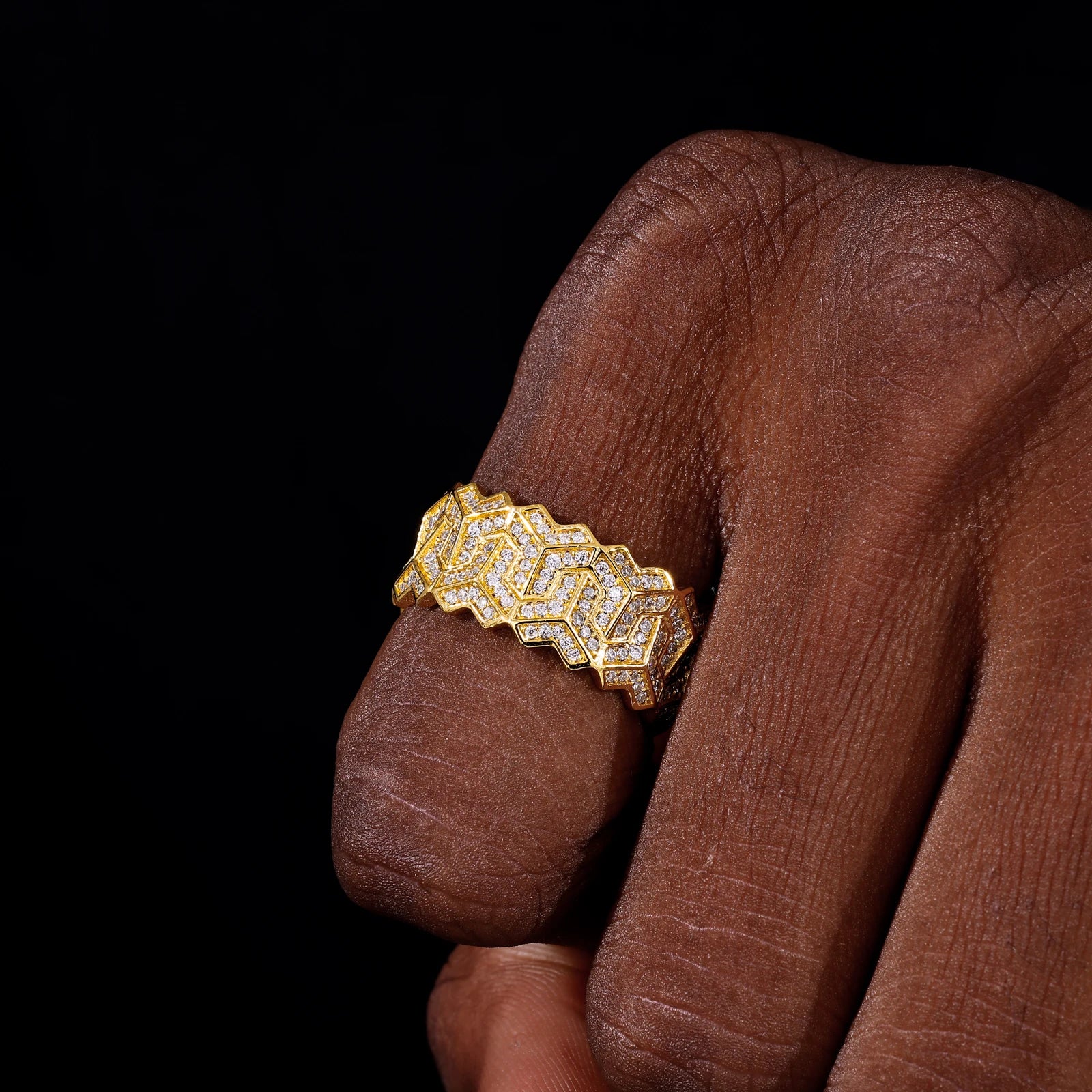 IMPERIAL GEOMETRIC PAVÉ MOISSANITE STATEMENT RING IN STERLING SILVER - Image 5