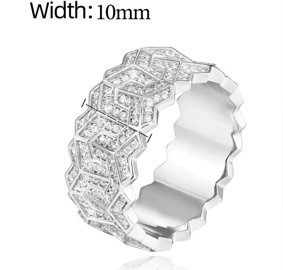 IMPERIAL GEOMETRIC PAVÉ MOISSANITE STATEMENT RING IN STERLING SILVER - Image 7