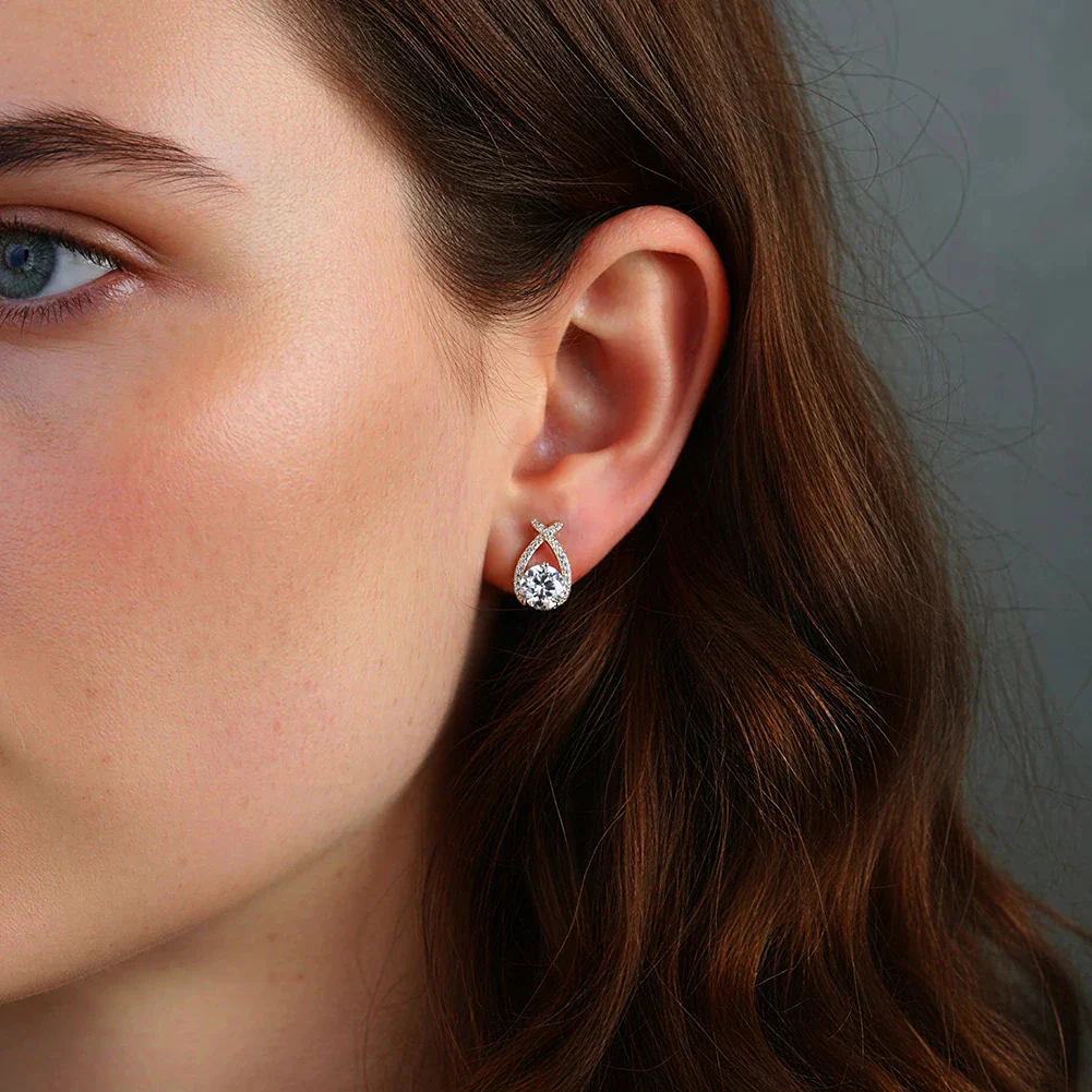INFINITY DROP MOISSANITE STUDS EARRINGS IN STERLING SILVER - Image 3