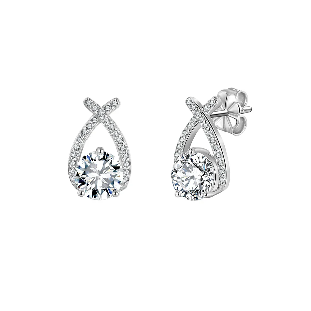 INFINITY DROP MOISSANITE STUDS EARRINGS IN STERLING SILVER - Image 4