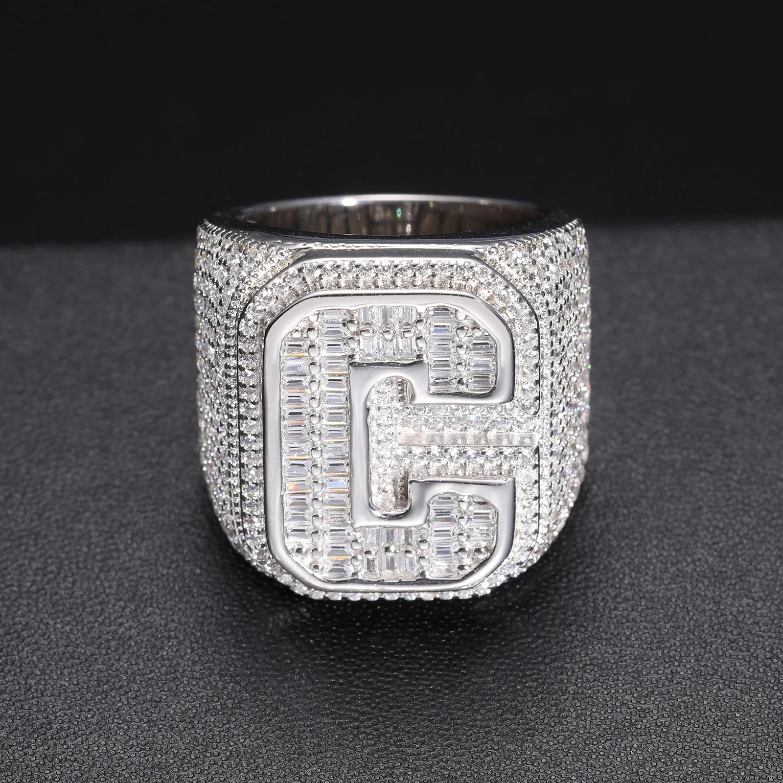 INITIAL MOISSANITE RING IN STERLING SILVER - Image 2