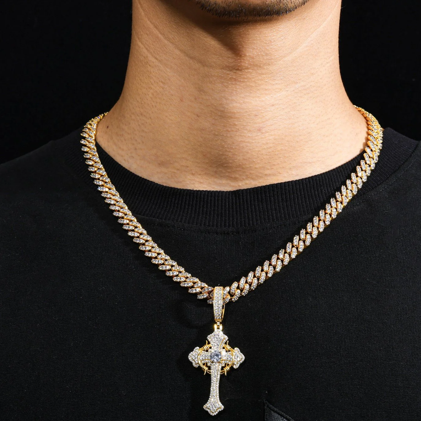IRIS CROSS MOISSANITE PENDANT IN STERLING SILVER - Image 2