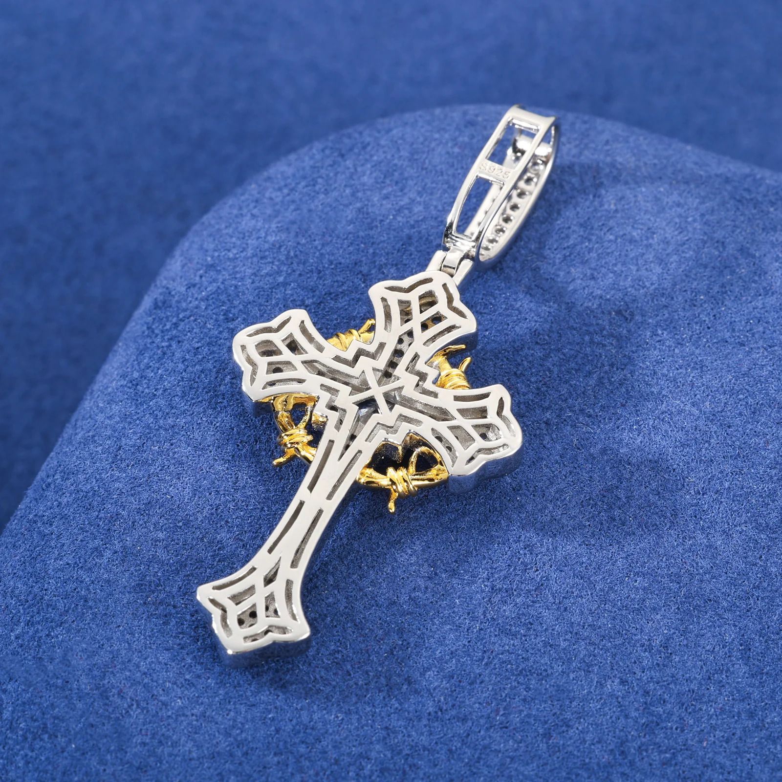 IRIS CROSS MOISSANITE PENDANT IN STERLING SILVER - Image 3