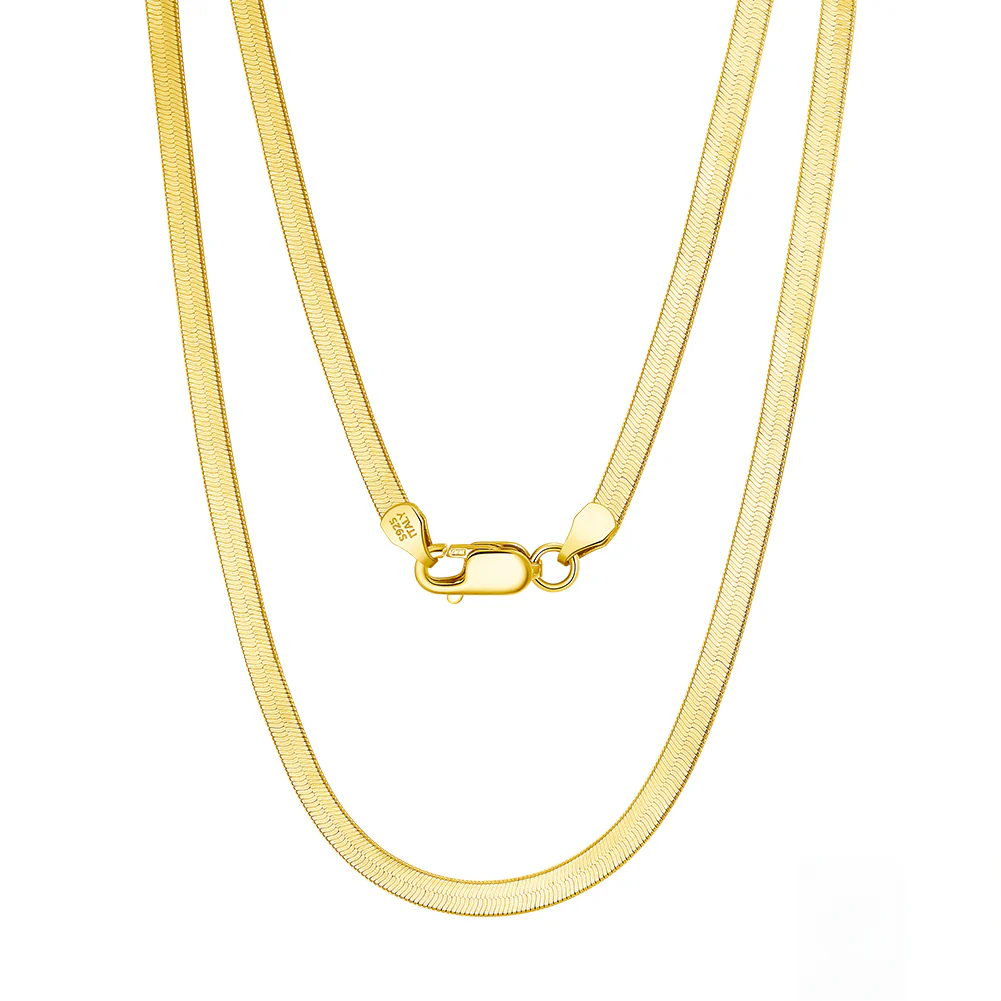 ITALIAN FLEXIBLE HERRINGBONE CHAIN NECKLACE IN STERLING SILVER - Image 3