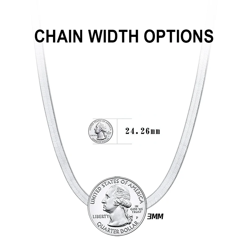 ITALIAN FLEXIBLE HERRINGBONE CHAIN NECKLACE IN STERLING SILVER - Image 4