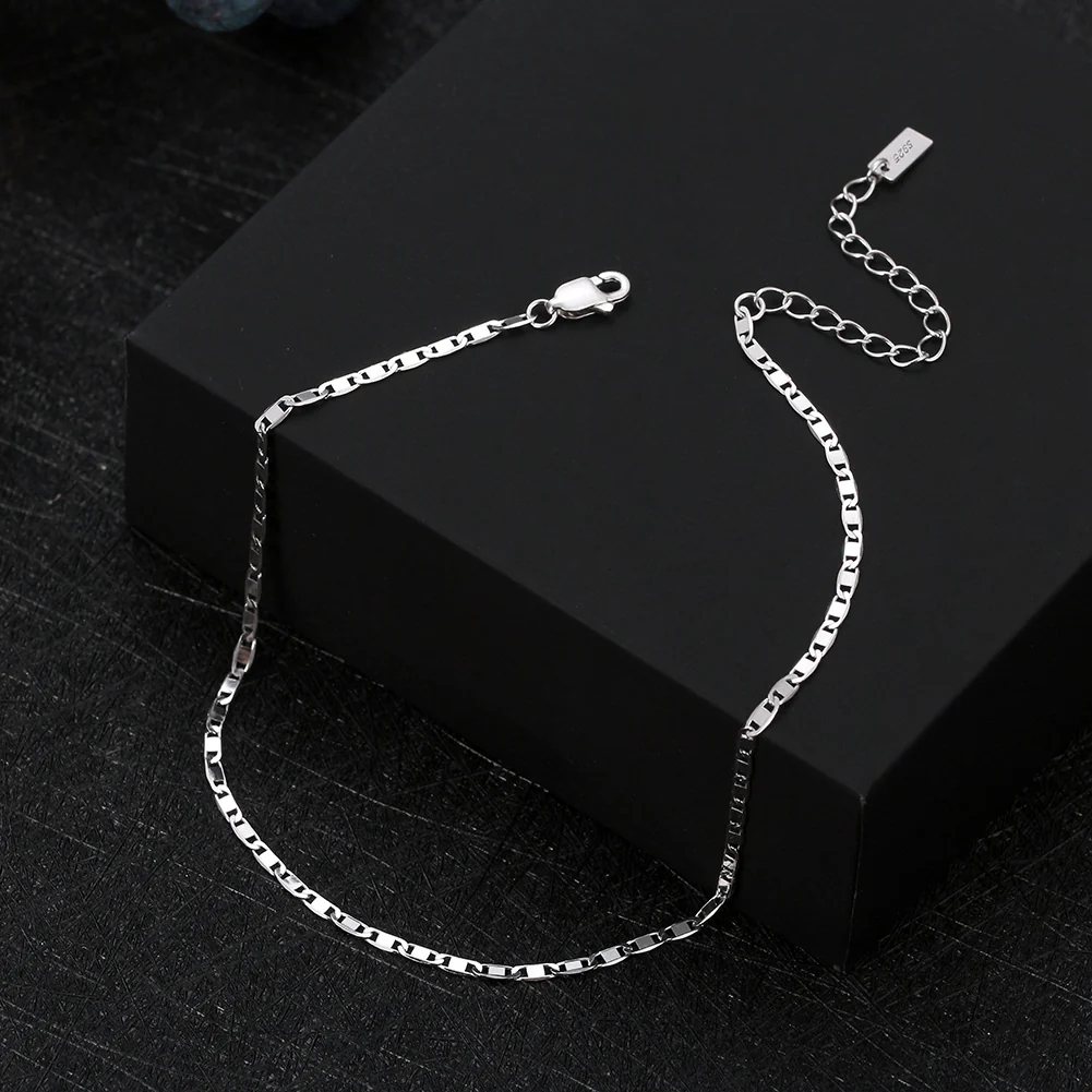 ITALIAN SPARKLE MIRROR LINK ANKLET IN STERLING SILVER - Image 3