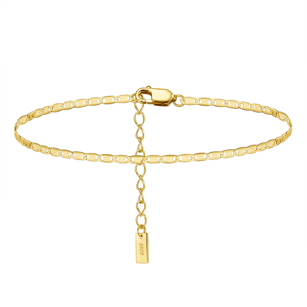 ITALIAN SPARKLE MIRROR LINK ANKLET IN STERLING SILVER - Image 4