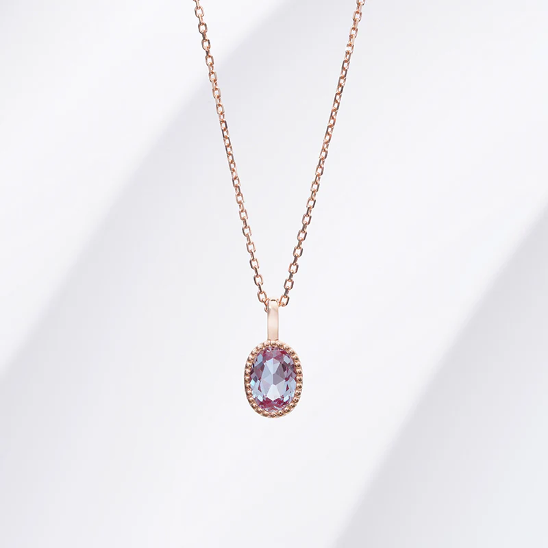 LAB GROWN GEMSTONE OVAL CUT PENDANT NECKLACE IN 14K GOLD - Image 5