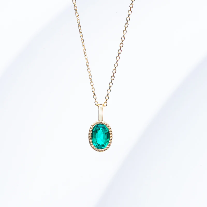LAB GROWN GEMSTONE OVAL CUT PENDANT NECKLACE IN 14K GOLD - Image 6