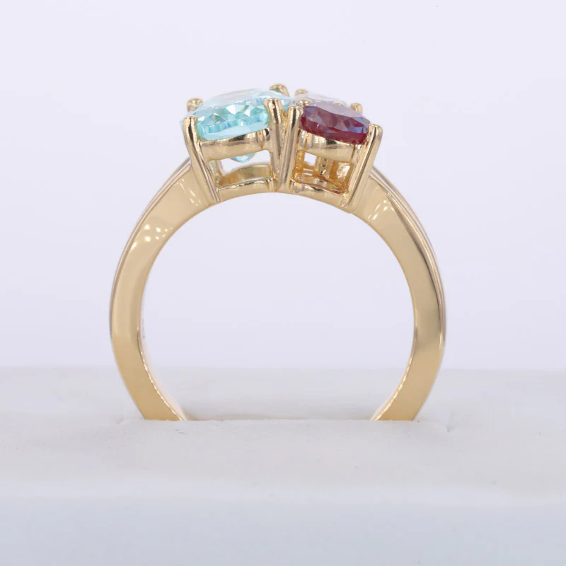 LAB GROWN PARAIBA, ALEXANDRITE AND MOISSANITE DIAMOND RING IN 18K GOLD - Image 4