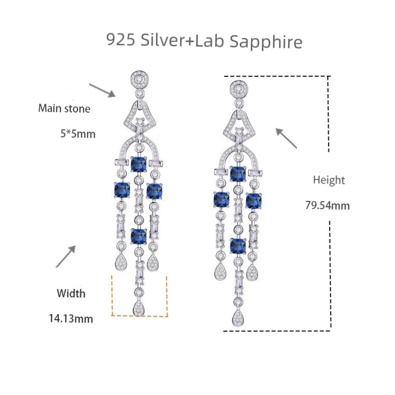 LAB GROWN SAPPHIRE AZURE CASCADE EARRINGS IN STERLING SILVER - Image 6