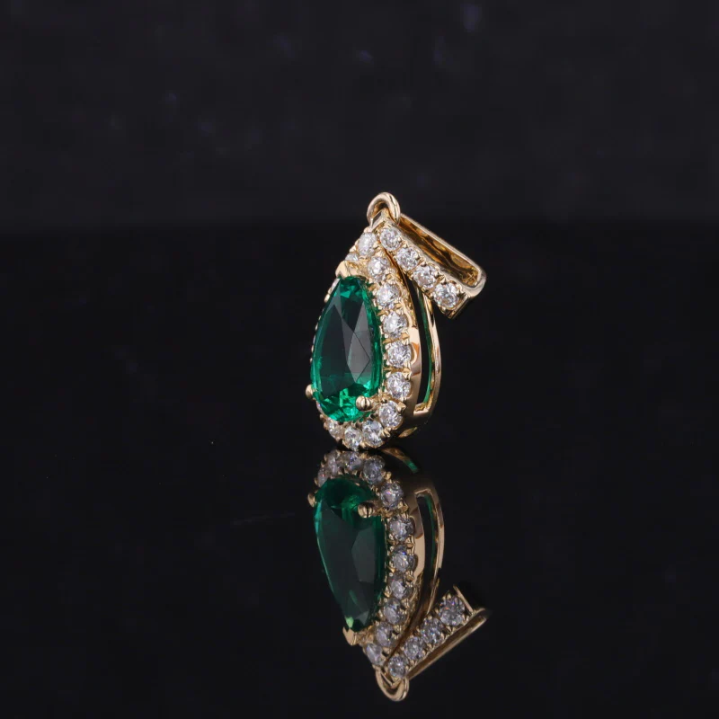 LAB GROWN SAPPHIRE OR EMERALD GEMSTONE PENDANT IN 14K SOLID GOLD - Image 4