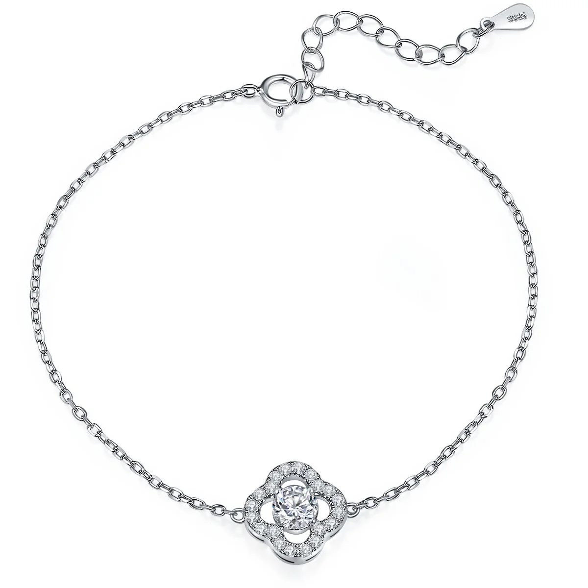 LEAF CLOVER MOISSANITE BRACELET IN STERLING SILVER