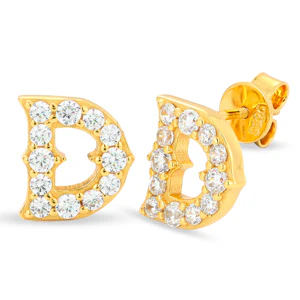 LETTER D MOISSANITE STUD EARRINGS IN STERLING SILVER - Image 4