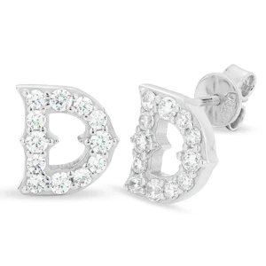 LETTER D MOISSANITE STUD EARRINGS IN STERLING SILVER - Image 5