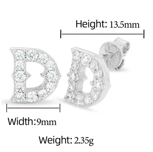 LETTER D MOISSANITE STUD EARRINGS IN STERLING SILVER - Image 8