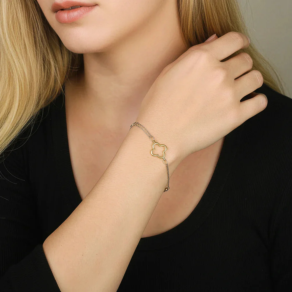 LUCKY CLOVER CHAIN BRACELET IN STERLING SILVER - Image 3