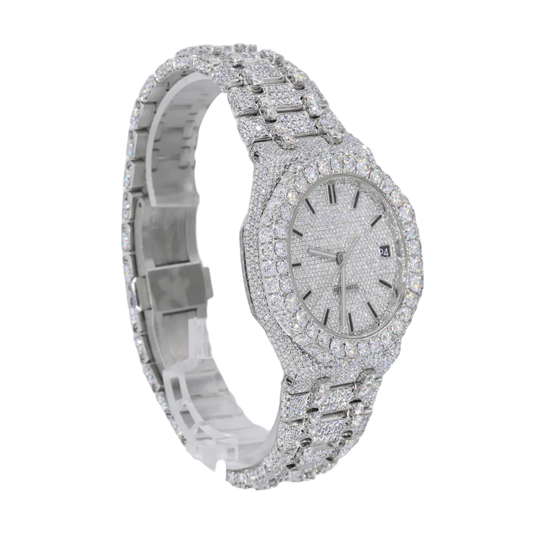 LUMINOUS FROST STUDED BAND MOISSANITE DIAMOND WATCH - Image 4