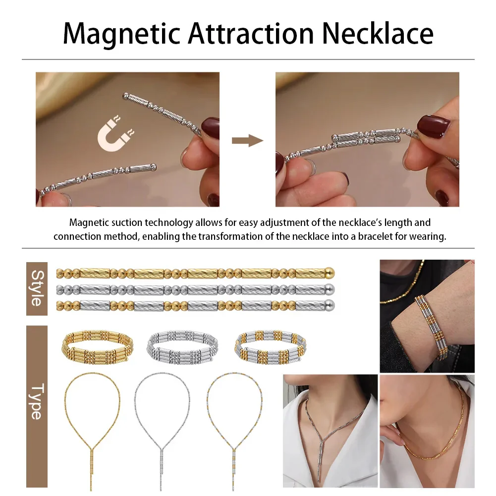 MAGNET SWITCH MULTI-WAY CHAIN NECKLACE/BRACELET IN STERLING SILVER - Image 7