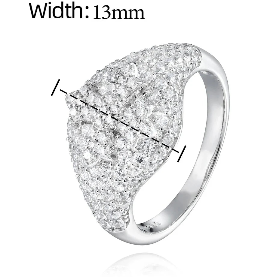 MAJESTIC CLUSTER PAVÉ MOISSANITE RING IN STERLING SILVER - Image 7