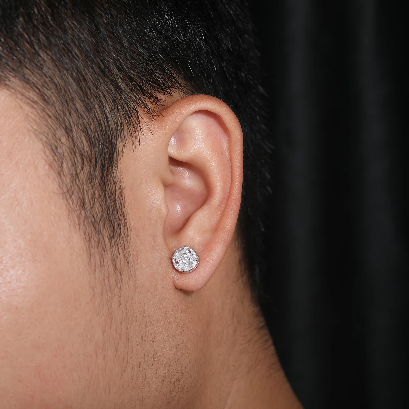 MARQUISE CUT MOISSANITE DIAMOND GEOMETRIC STUD EARRINGS IN STERLING SILVER - Image 2