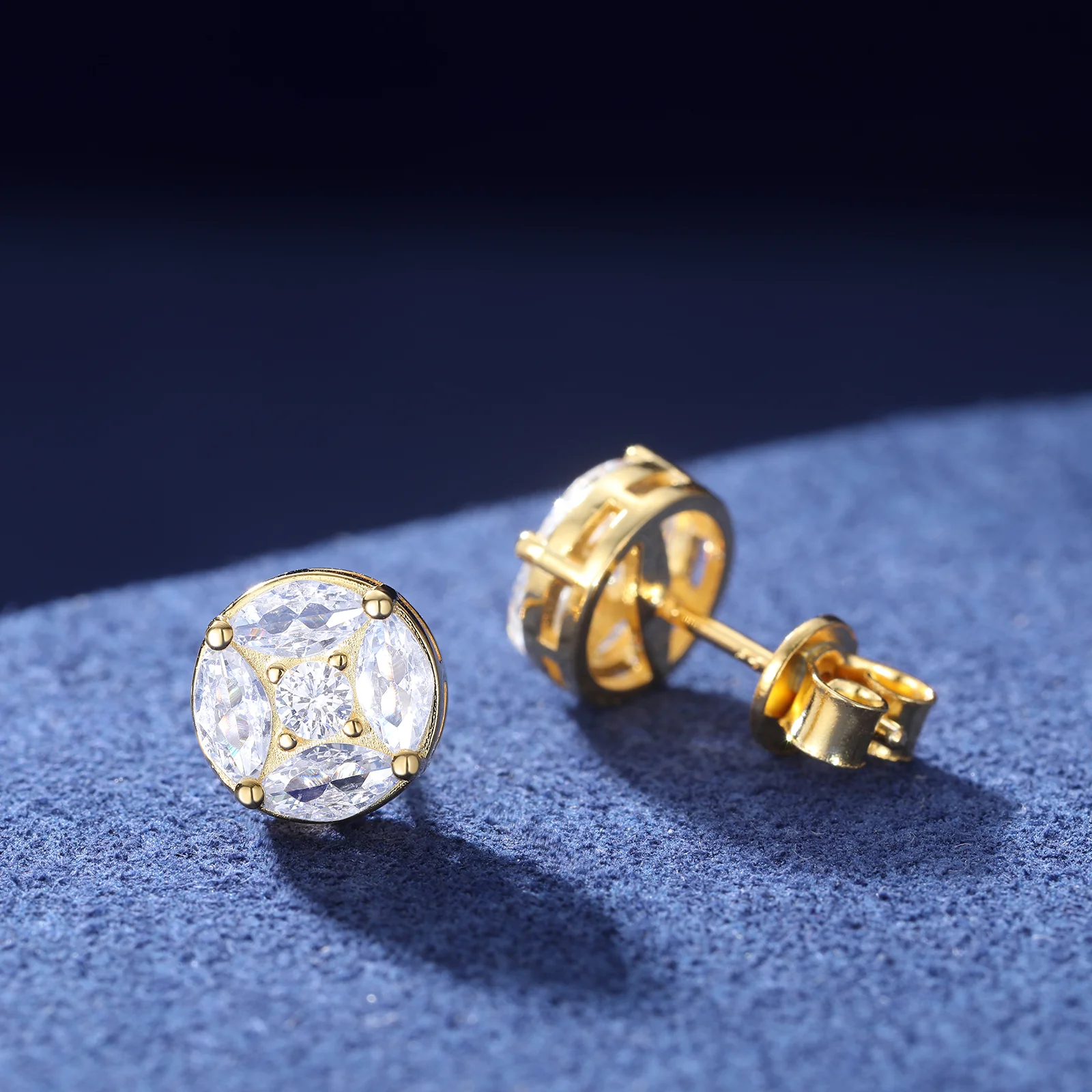 MARQUISE CUT MOISSANITE DIAMOND GEOMETRIC STUD EARRINGS IN STERLING SILVER - Image 4
