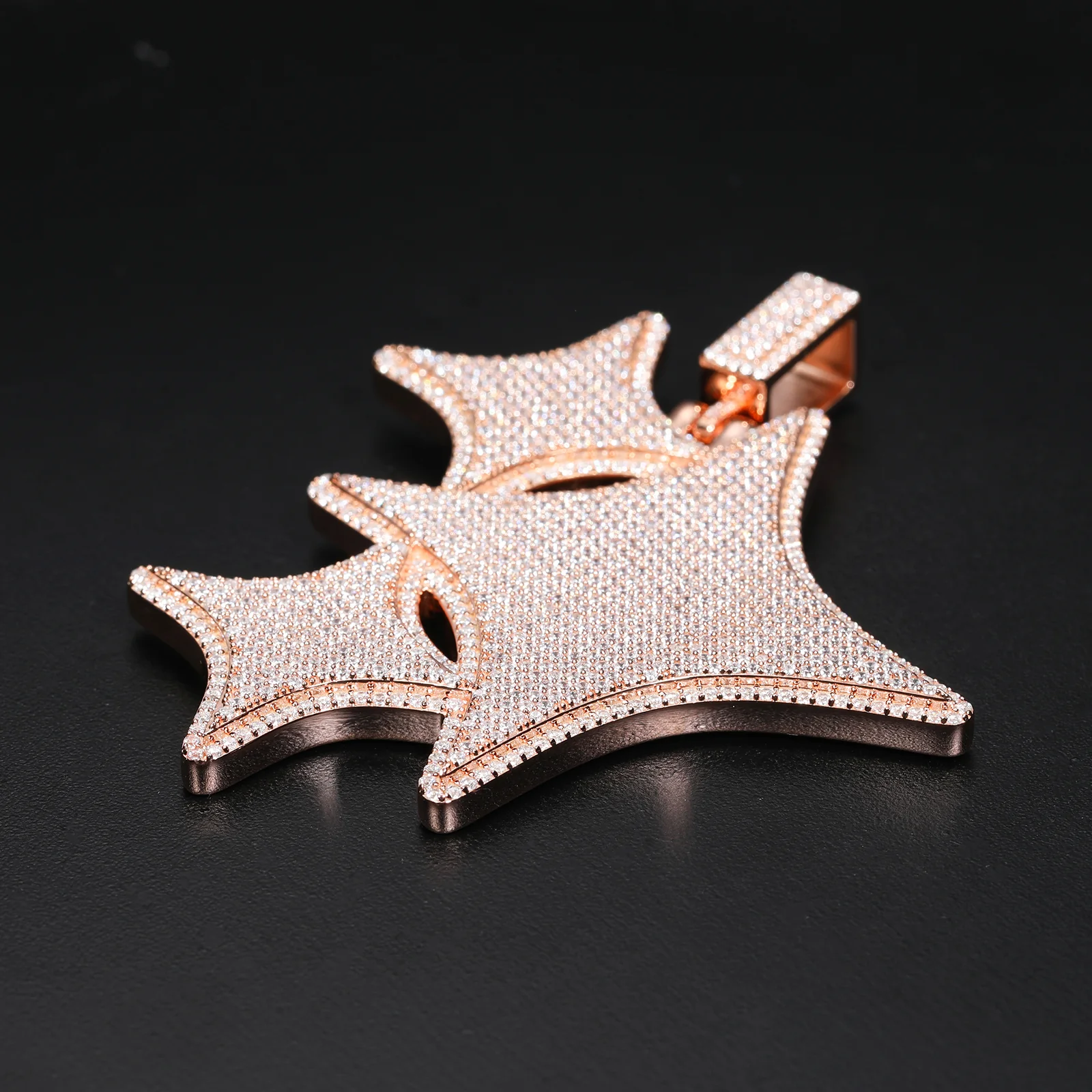 MICRO PAVED MOISSANITE DIAMOND STAR CLUSTER PENDANT IN STERLING SILVER - Image 4