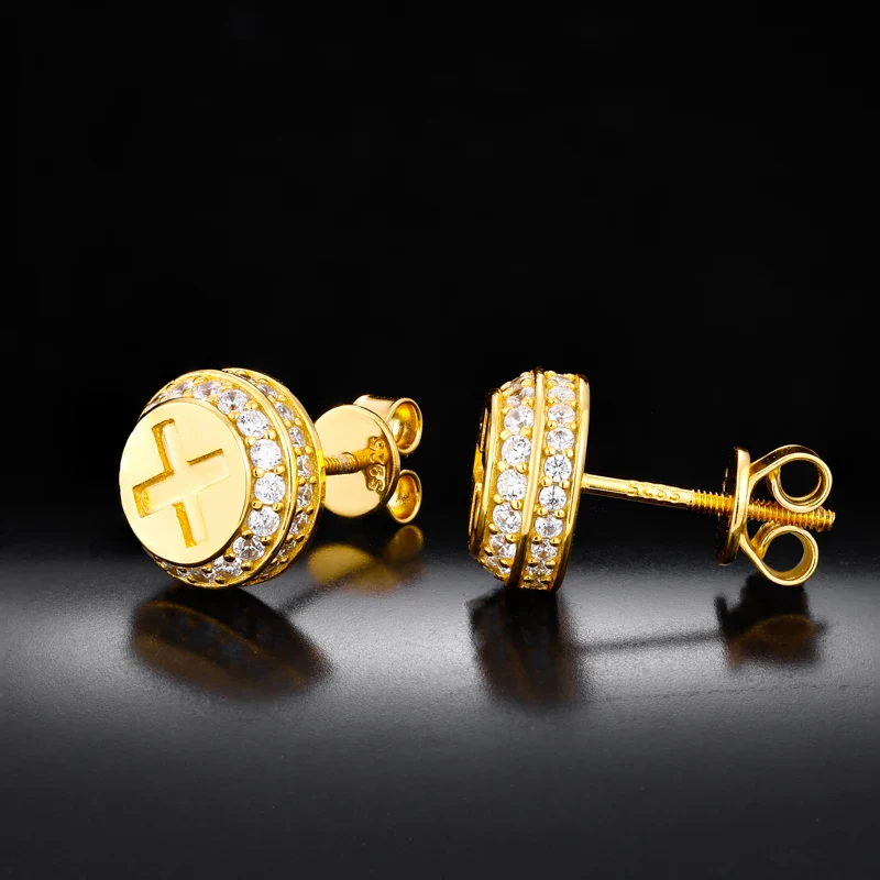 MOISSANIE DIAMOND X MARK EARRINGS IN STERLING SILVER - Image 2
