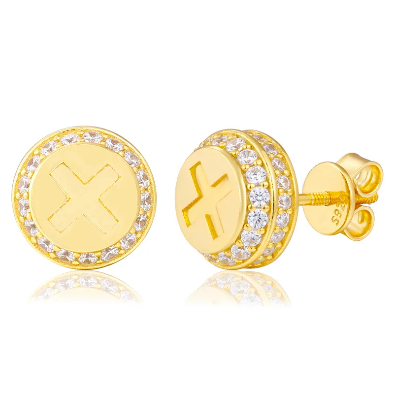 MOISSANIE DIAMOND X MARK EARRINGS IN STERLING SILVER - Image 7