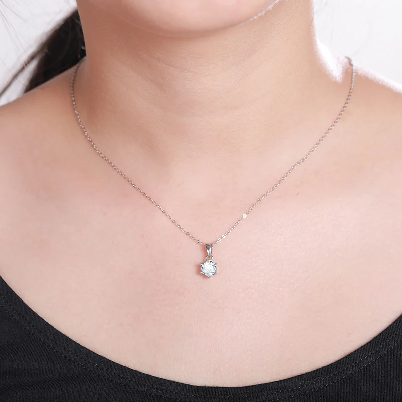 MOISSANITE 1CT ROUND BRILLIANT CUT PENDANT IN STERLING SILVER - Image 2