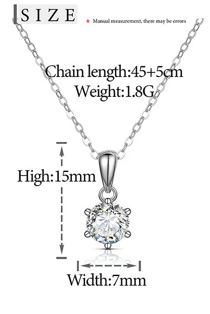 MOISSANITE 1CT ROUND BRILLIANT CUT PENDANT IN STERLING SILVER - Image 6