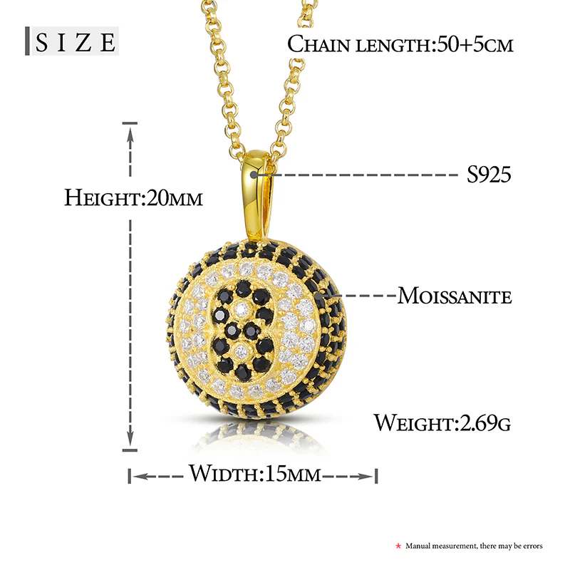 MOISSANITE 8 BALL BILLIARD PENDANT IN STERLING SILVER - Image 8