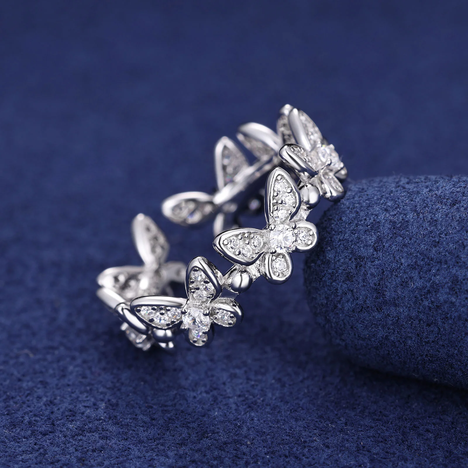 MOISSANITE ADJUSTABLE BUTTERFLY RING IN STERLING SILVER - Image 3