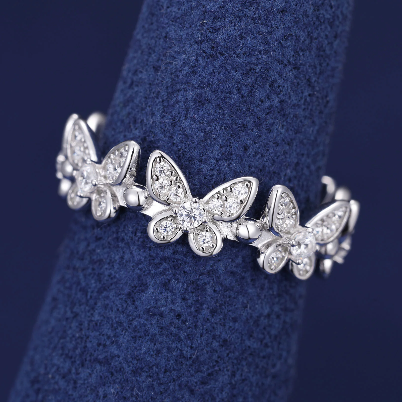 MOISSANITE ADJUSTABLE BUTTERFLY RING IN STERLING SILVER - Image 4
