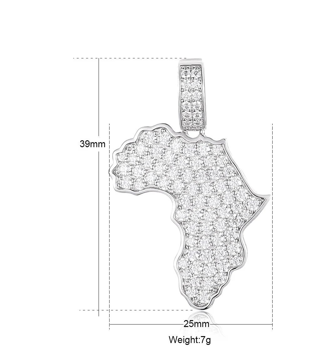 MOISSANITE AFRICA MAP PENDANT NECKLACE IN STERLING SILVER - Image 6